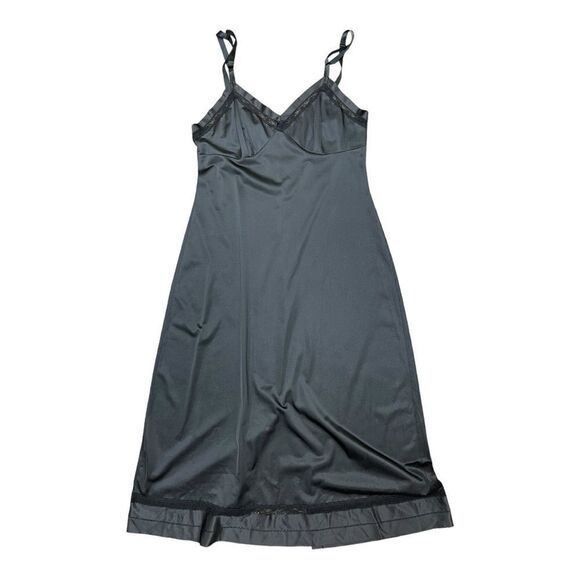 Vintage Lorraine Slip Sz L Black 100% Nylon Full Slip Dress Adjustable Strap USA - Picture 9 of 9